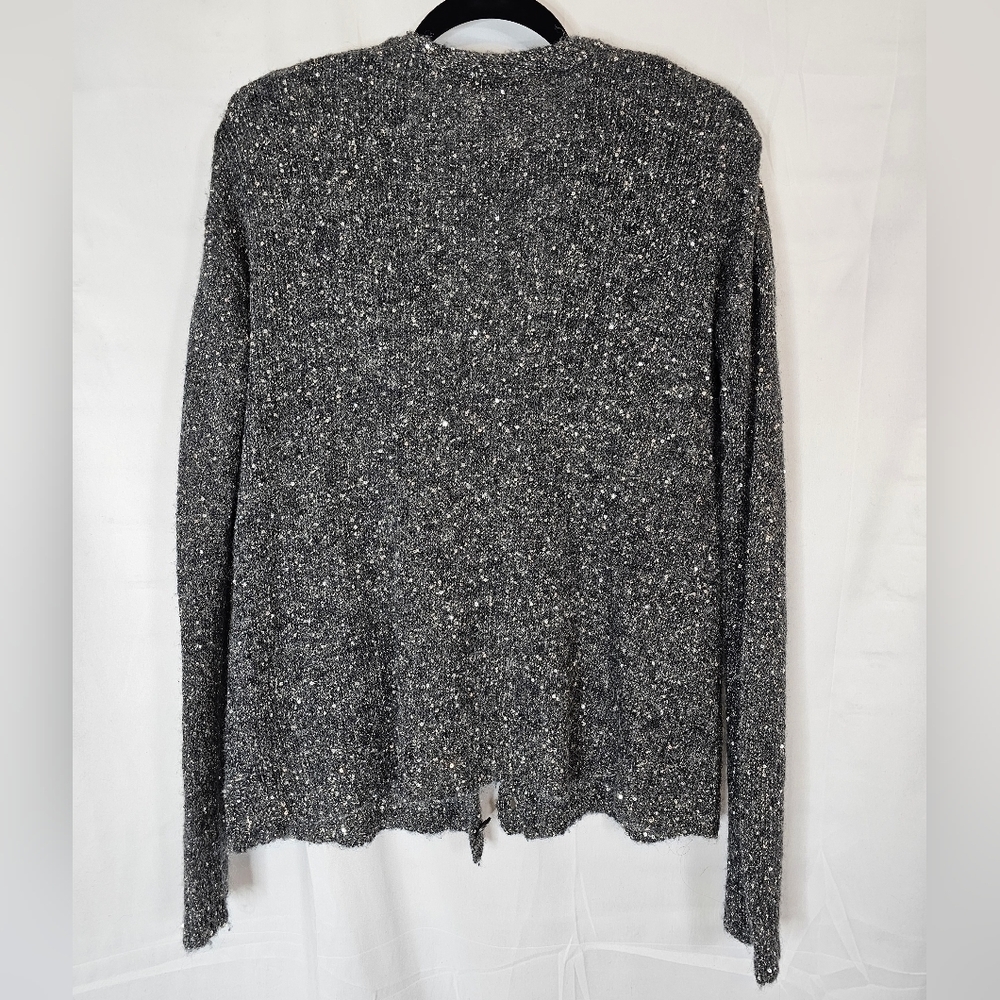 Atm size Small grey sequins wool button-down cardigan NWOT - Picture 4 of 4